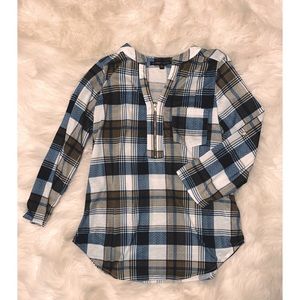3/4 sleeves flannel with mini zipper